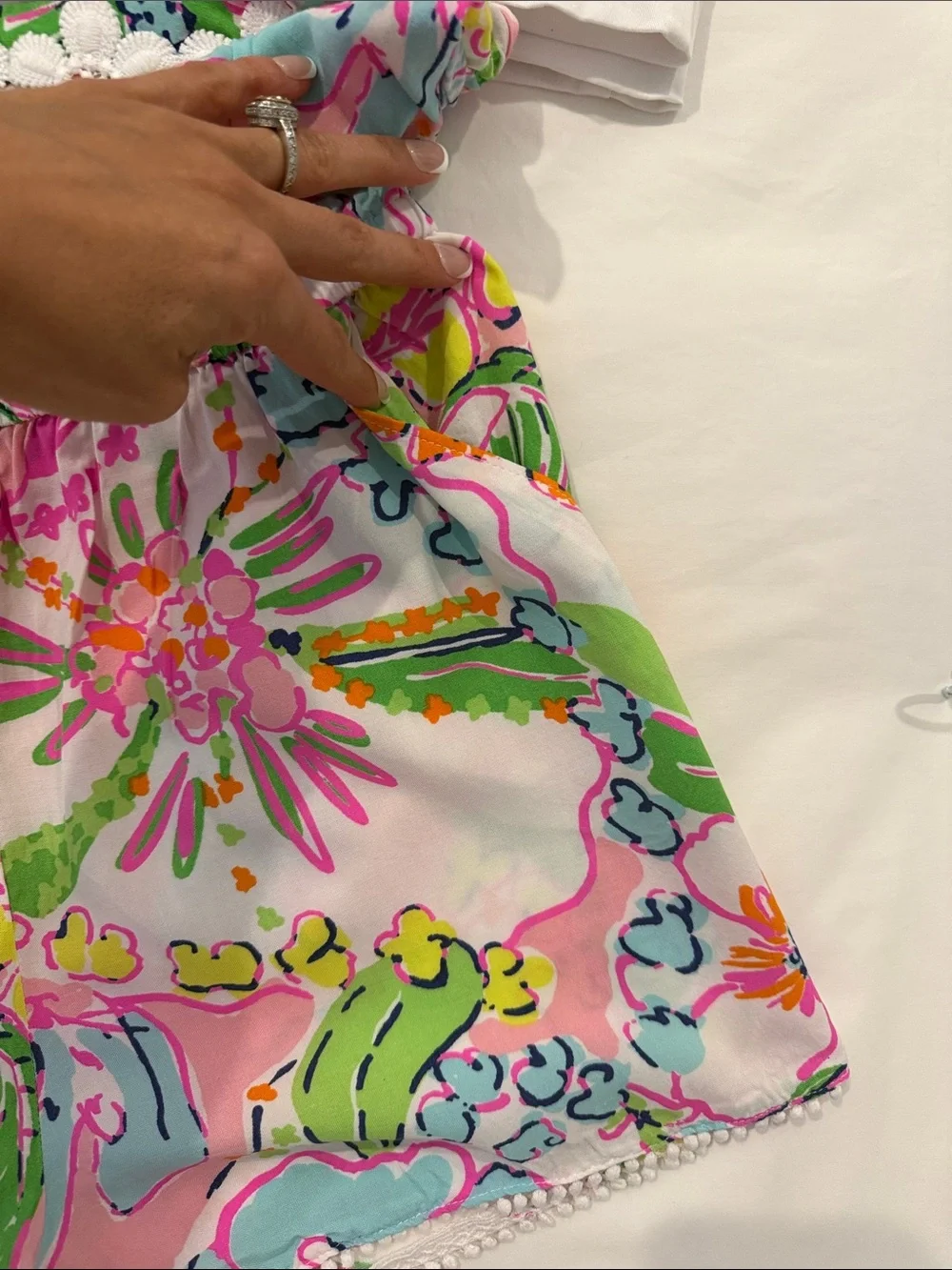 Lilly Pulitzer Floral Lace-Trim Spaghetti Strap Romper